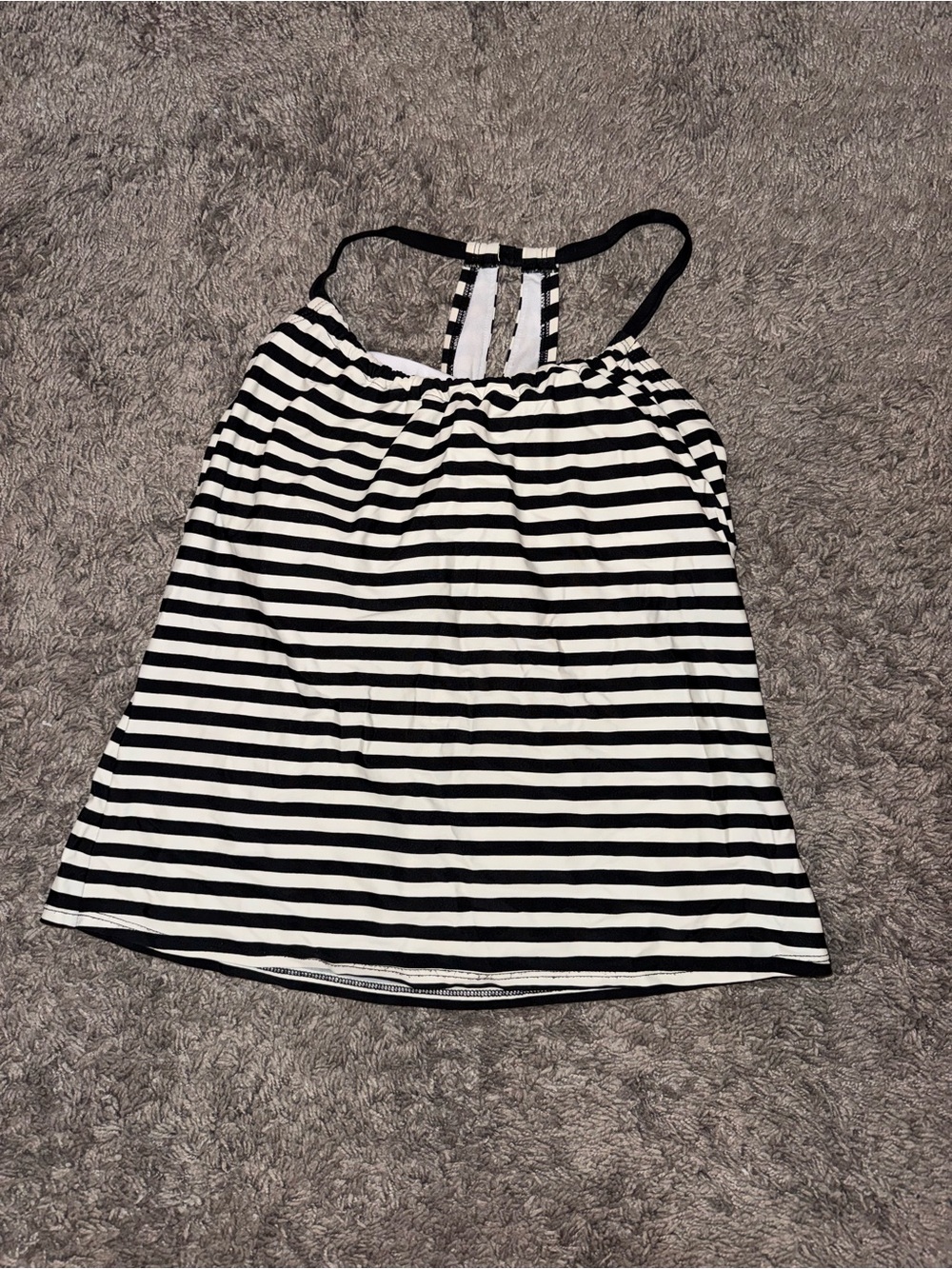 Kona Sol Black and White Striped Women’s Swim Tankini Top